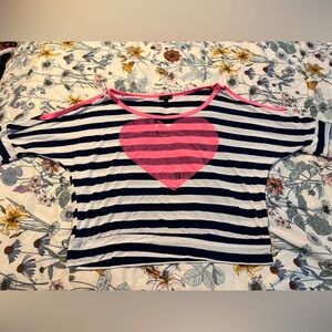 FANG Striped Top with Pink Heart size xl
